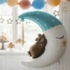 Folieballong Teddybjörn på Måne Blå