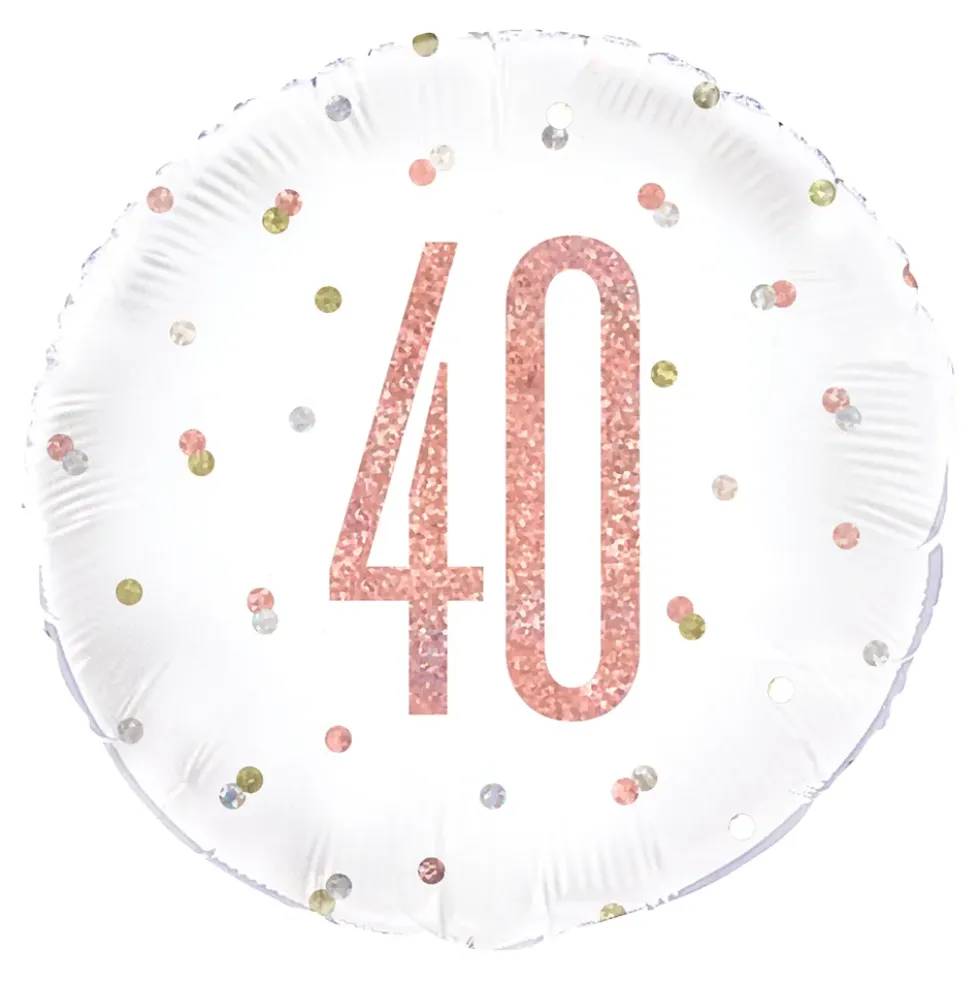 Folieballong 40 Vit/Roséguld Prickig