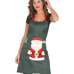 Förkläde Grön med Jultomte