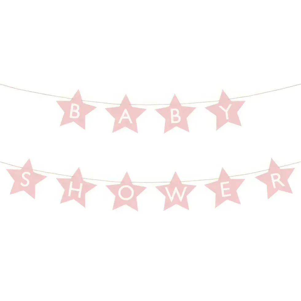 Girlang Baby Shower Stjärnor Rosa