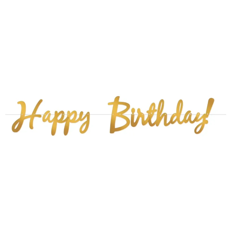 Girlang Happy Birthday Guld