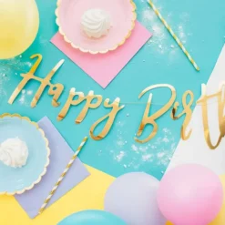 Girlang Happy Birthday Guld Metallic
