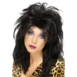 Glamrockare Svart Peruk