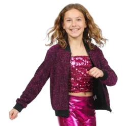 Glitterjacka Rosa för Barn