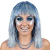 Glitterperuk Blå/Silver