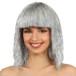 Glitterperuk Deluxe Silver