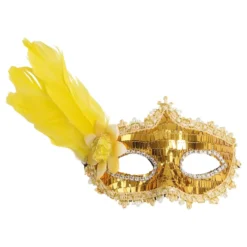 Ögonmask Guld Paljetter med Fjädrar