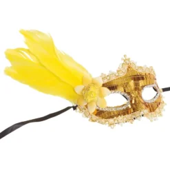 Ögonmask Guld Paljetter med Fjädrar