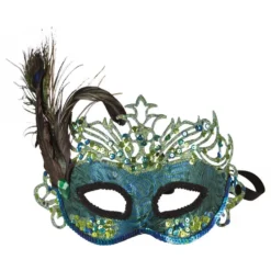 Ögonmask Påfågel Glitter med Fjädrar