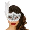 Ögonmask Silver Paljetter med Fjädrar