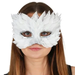 Ögonmask Venetian Fjädrar Vit