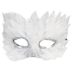 Ögonmask Venetian Fjädrar Vit