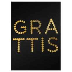 Gratulationskort Grattis Svart/Guld
