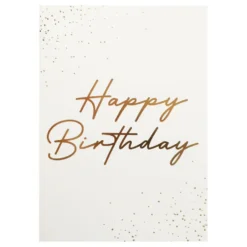 Gratulationskort Guld Happy Birthday med Kuvert