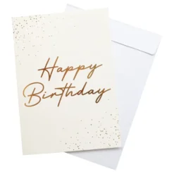 Gratulationskort Guld Happy Birthday med Kuvert