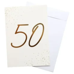 Gratulationskort Guld 50 med Kuvert