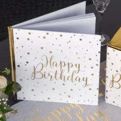 Gästbok Happy Birthday Vit/Guld
