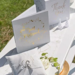 Gästbok Just Married Vit/Guld