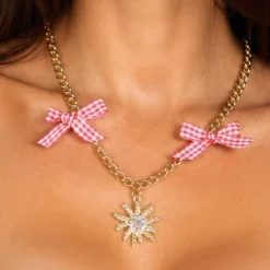 Halsband Dirndl Guld med Rosetter