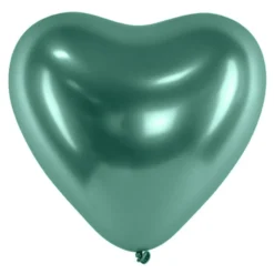 Hjärtballonger Krom Grön