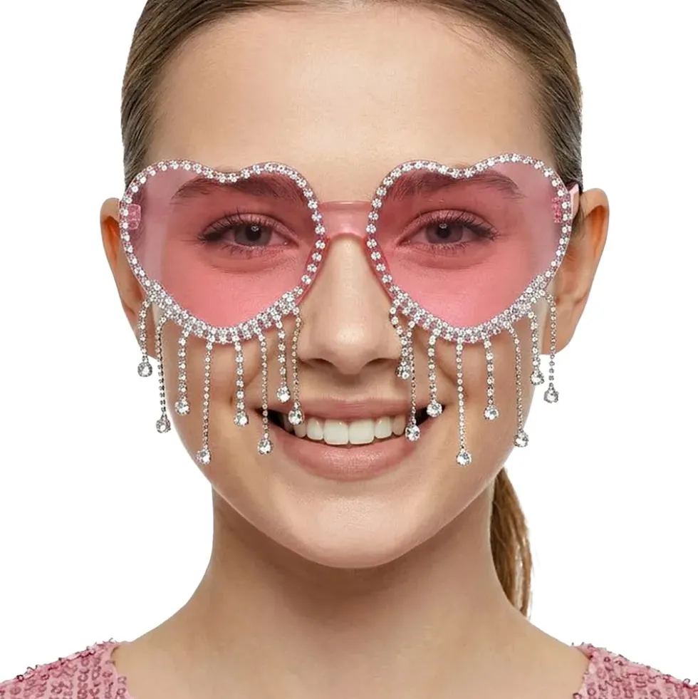 Hjärtglasögon med Strass Rosa