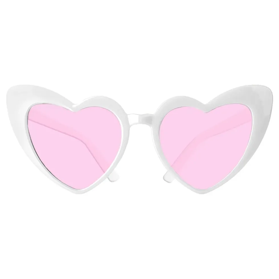 Hjärtglasögon Retro Vit/Rosa
