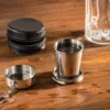 Hopfällbart Shotglas med Läderfodral