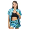 Jacka med Shorts Set Iridescent Blå