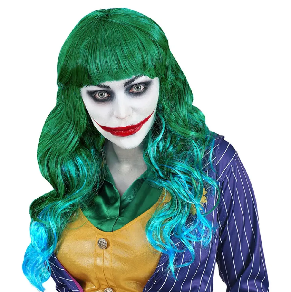 Joker Lång Grön/Blå Peruk