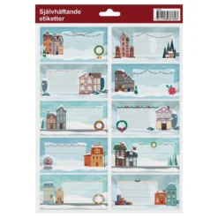 Juletiketter Vinterhus