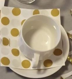Kaffeservetter Guld/Vit Prickiga