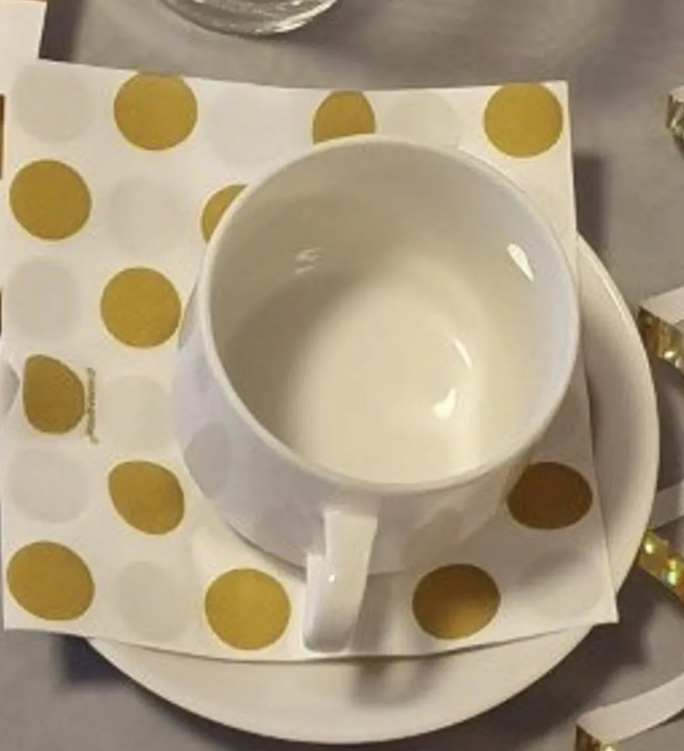 Kaffeservetter Guld/Vit Prickiga