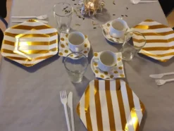 Kaffeservetter Guld/Vit Prickiga