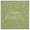 Kaffeservetter Happy Birthday Grön/Guld