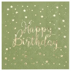 Kaffeservetter Happy Birthday Grön/Guld