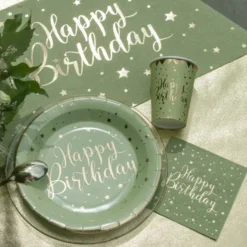 Kaffeservetter Happy Birthday Grön/Guld