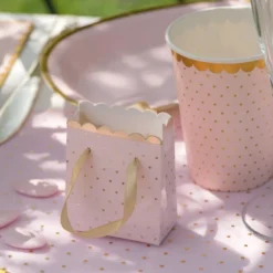 Kalaspåsar Prickiga Ljusrosa/Guld Mini