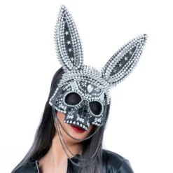 Kaninmask Dödskalle med Nitar och Kedjor