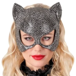 Katt Halvmask med Strass
