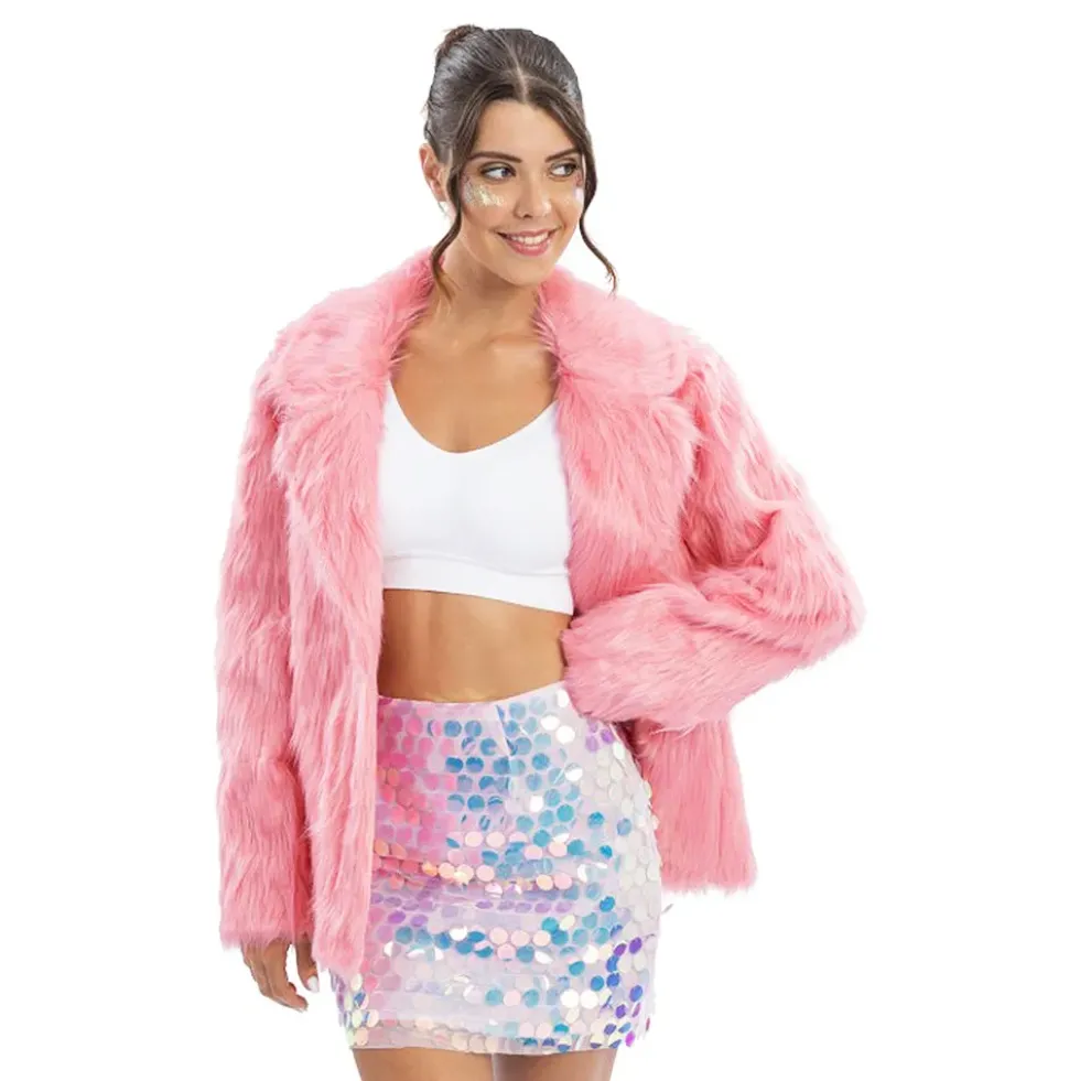 Kjol med Paljetter Iridescent Rosa