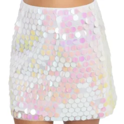 Kjol med Paljetter Iridescent Vit