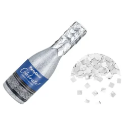 Konfettikanon Champagneflaska Silver