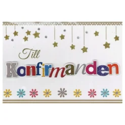 Konfirmationskort Stjärnor Handgjord