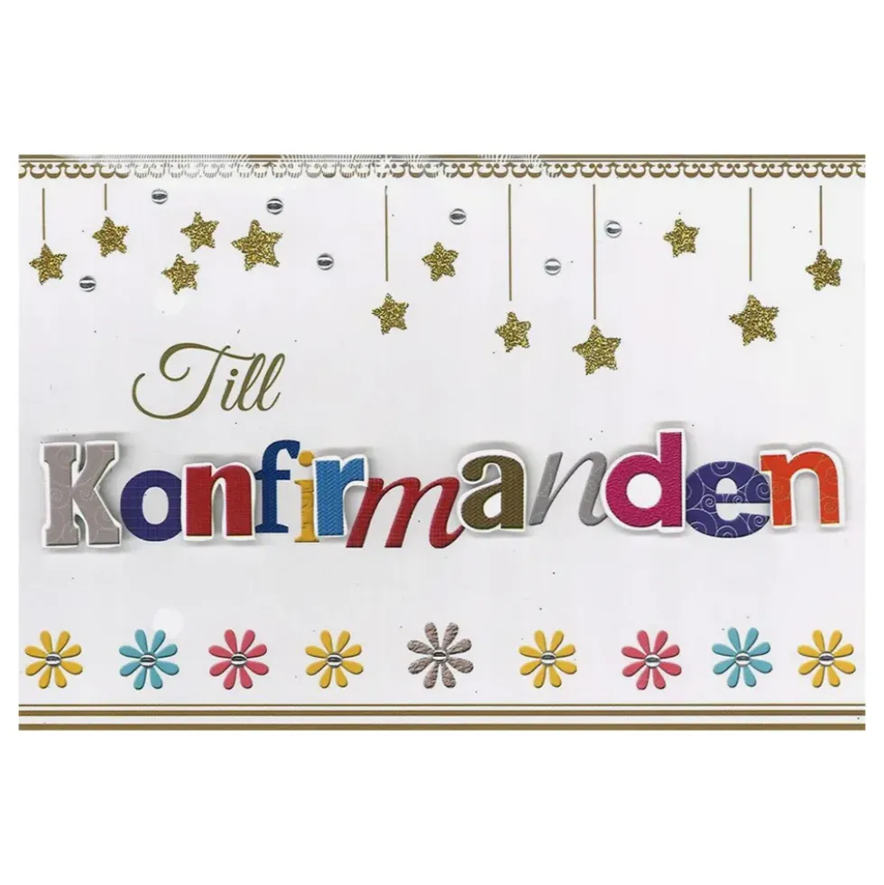 Konfirmationskort Stjärnor Handgjord