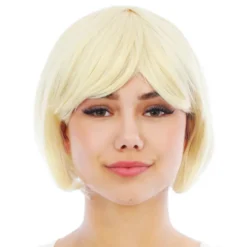 Kort Blond Peruk med Avtagbara Tofsar