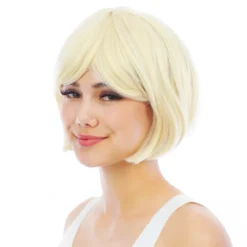 Kort Blond Peruk med Avtagbara Tofsar