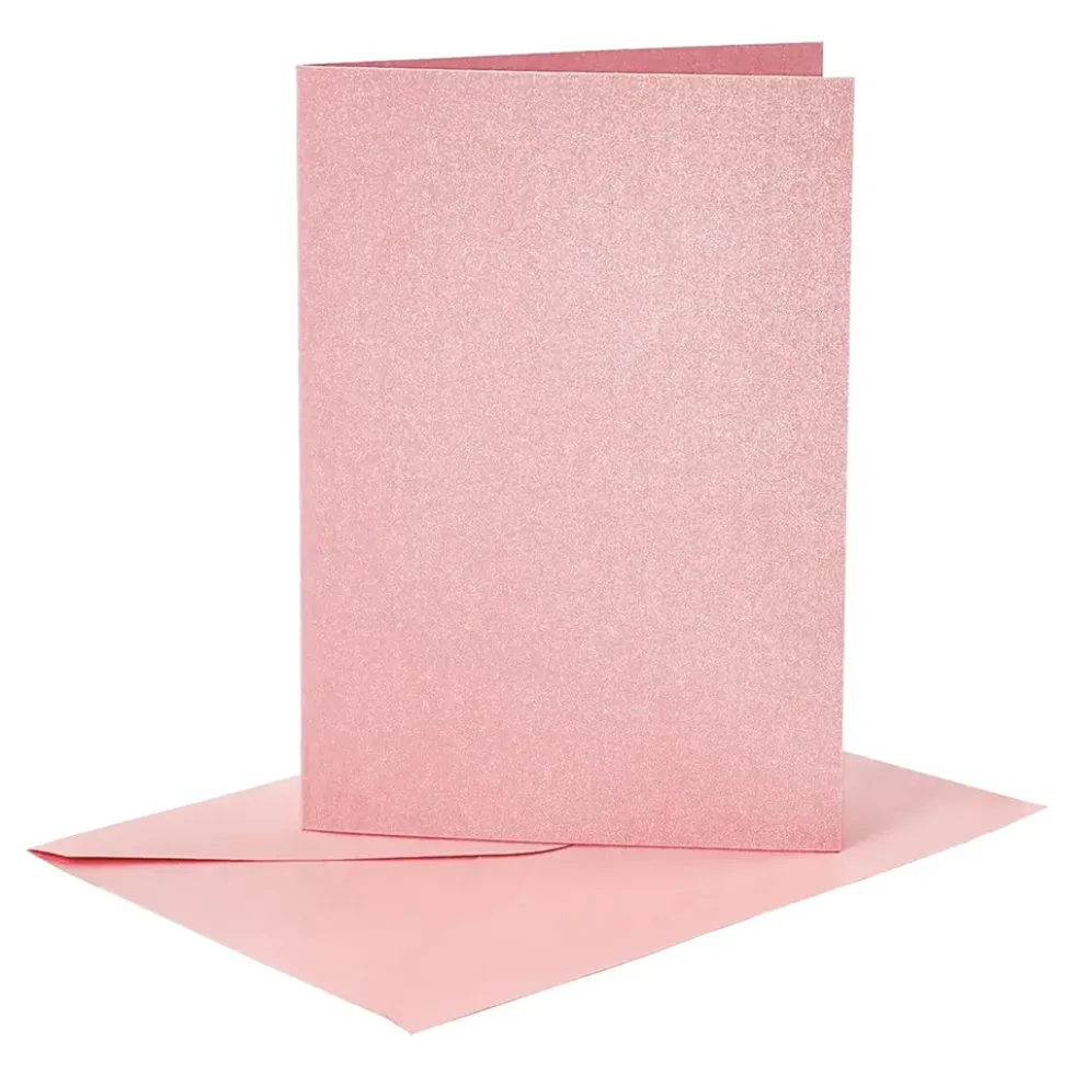 Kort med Kuvert Rosa Glittrigt