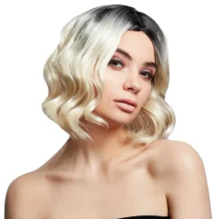 Kourtney Blond Kort Tvåtonad Peruk med Lockar