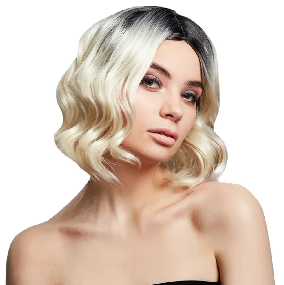 Kourtney Blond Kort Tvåtonad Peruk med Lockar