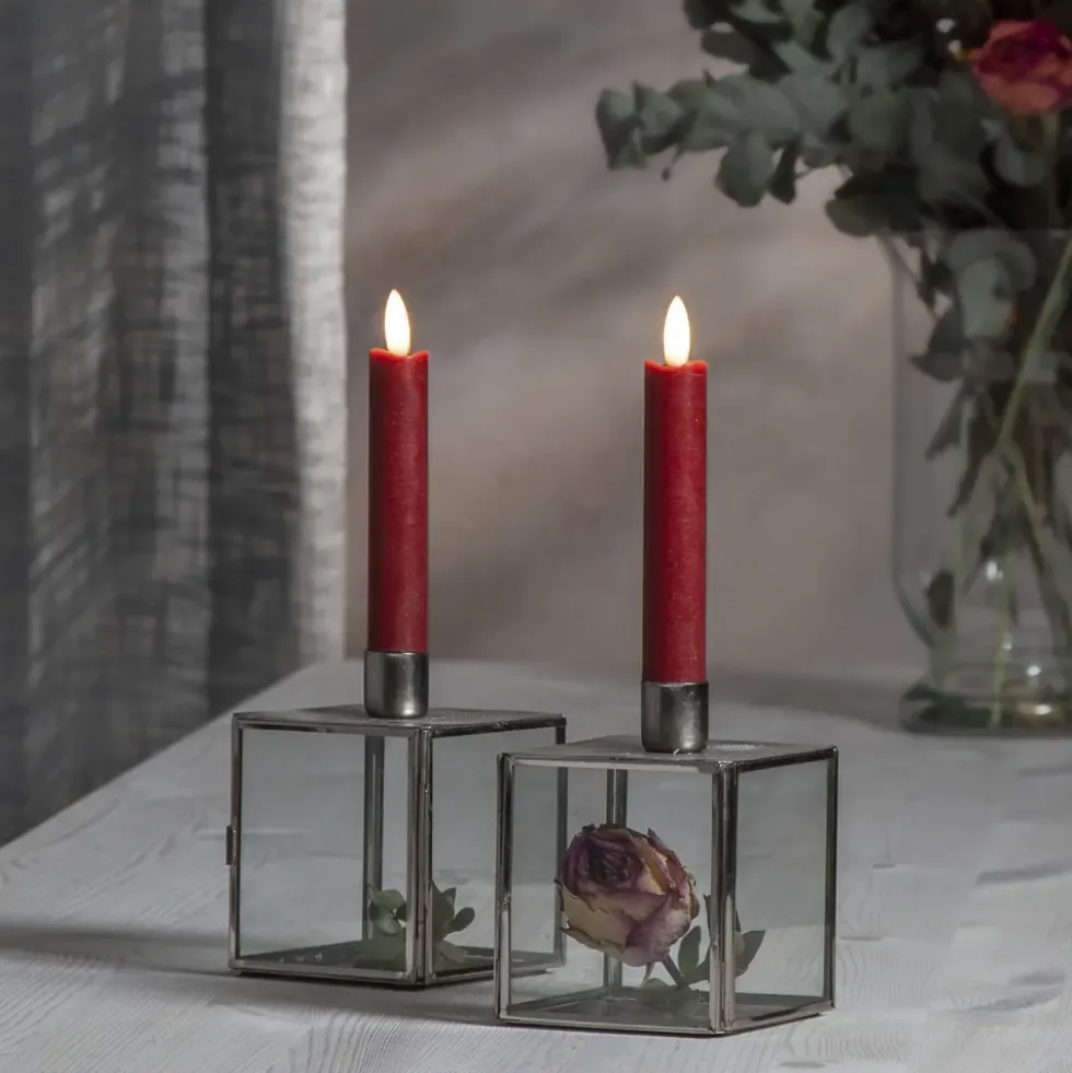 LED Antikljus Korta Rustic Röd